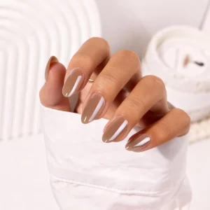 30pcs acrylic press on nails dark brown plain color fake nails almond nail supplies faux ongle