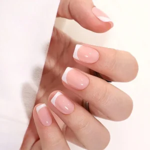 32 Pcs set Short Soft Gel Private Label FS124 High Quality Artificial Fingerails French Tips Handmade Press on Nails