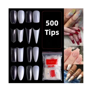 33 Designs 500 Tips Bag Natural Clear False Nail Tips Half Cover Full Cover Tips French Acrylic ABS