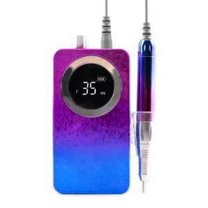 35000 RPM Professional Rainbow Blue Brushless Handle Portable Cordless Rechargeable Nail Drill Machine