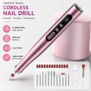 35000RPM Professional Cordless Nail Drill Pen USB Rechargeable Aluminum Electric Nail File Low Noise Portable Manicure Machine