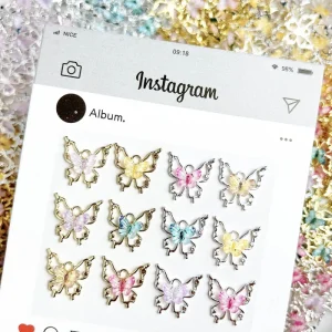 3D Alloy Nail Art Charms Butterfly Nail Rhinestone Decoration Manicure DIY Accessories