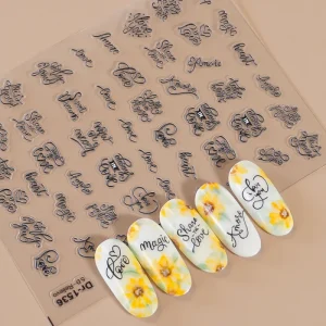 3D Alphabet Nail Stickers Raised Lettering Decals for Custom DIY Manicure Designs