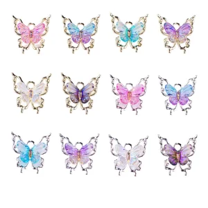 3D Bulk Luxury Nail Accessories 10pcs bag Alloy Gold and Silver Base Butterfly Nail Products DIY Nail Art Products