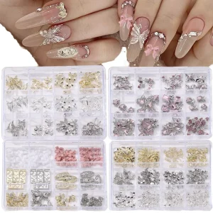 3D Butterflies Luxury Nail Art Decoration DIY Salon Manicure Jewelry Alloy Nail Charms for Nail Beauty Supplier