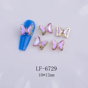 3D Butterfly Alloy Nail Art Accessories Sparkling Crystal Colorful Butterfly Nail Art Charm Decoration