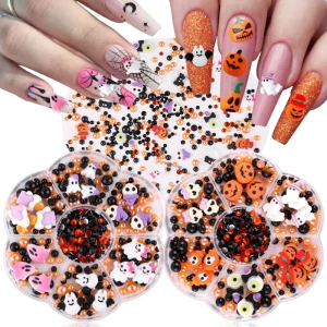 3D Christmas Cartoon Nail Art Decorations New Year’s Resin Accessories Halloween Little Ghost Pumpkin Lantern