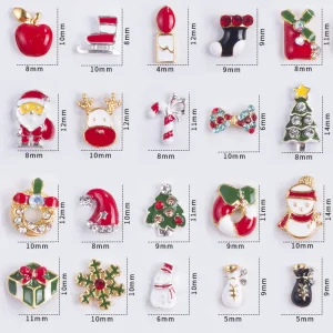 3D Christmas Nail Art Decoration with Snowflakes and Bells Metal Rhinestone Glitter Snowflake Patch Designs