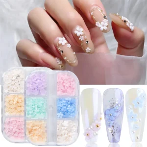 3D Color-Change Resin Flower Nail Art Decorations Candy Colors That Change in the Light Stickers & Decals