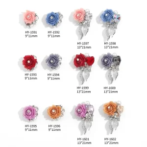 3D Colorful Alloy Flower Nail Charms Gold Nail Bow Decor Custom Logo for Women and Girls Nail Art Decoration