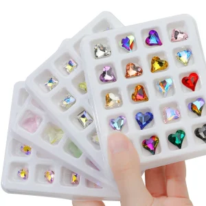 3D DIY Crystal Glass Nail Art Decorations Heart Shape Carved Rhinestones Charms Nail Rhinestones Decorative Rhinestones Nails