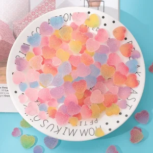3D DIY Kawaii Nail Art Design Soft Resin Simulation Heart Candy Gradient Manicure Accessories