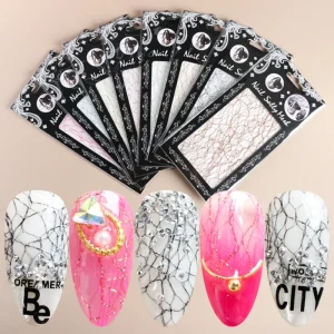 3D DIY Line Stickers Nail Art Mesh Aluminum Foils Nail Decals Designs Gold Silver Glitter Nail Sticker