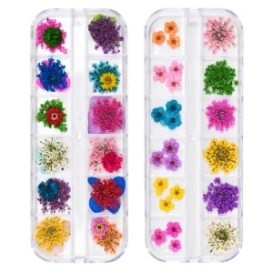 3D Dried Flower Nails Accessories Decoration Natural Floral Mixed Dry Flower Nail Art Charms UV Gel Polish Manicure Decals