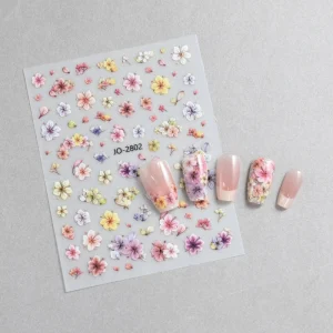 3D Embossed Flower Nail Art Stickers Colorful Self adhesive Floral Nail Decoration Supplies