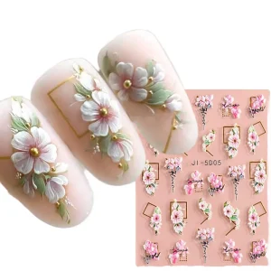 3D Embossed Luxurious Flower Nail Sticker Decals Self Adhesive Manicure Nail Art Decoration