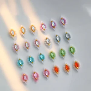 3D Flower Nail Art Charms Handmade Acrylic Petals with Metal Rhinestones DIY Crafting Supplies for Women and Girls Nail Art