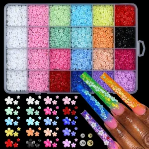 3D Flower Nail Charms Mixed Size Resin Flower Nail Parts Jewelry DIY Nail Art Decorations