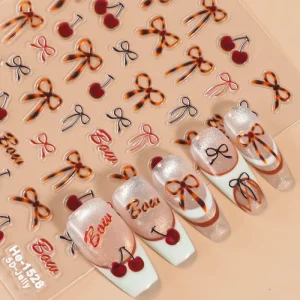 3D French Mini Bow Nail Stickers Delicate Raised Ribbon Decals for Elegant Layered Manicure Designs
