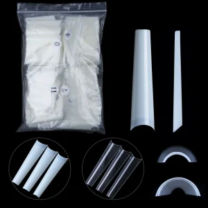 3D French Plastic Manicure 500 Pcs pack Extra Long Half Cover False Nail Tips XXL Coffin Artificial Fingernails