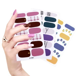 3D French Style Autumn Joyful Nails Sticker DIY Gel Nail Strip Brand Logo Foil Wraps