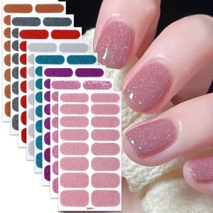 3D French Style Self-Adhesive Shiny Art Design Colorful Sticker Thin DIY No-Bake Plastic Non-Toxic Nail Art Stickers