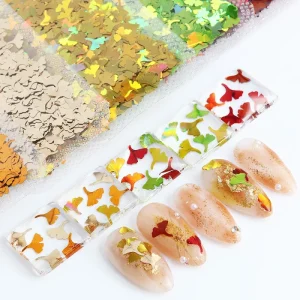 3D Ginkgo Leaf Flakes Plastic 2g Eco friendly Nail Art Sequins Handicrafts Manicure Parts Decorations DIY Nail Art