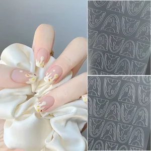 3D Hollow Out Cheese French Nail Art Stickers Star Heart Butterfly Design Self Adhesive DIY Manicure Decals