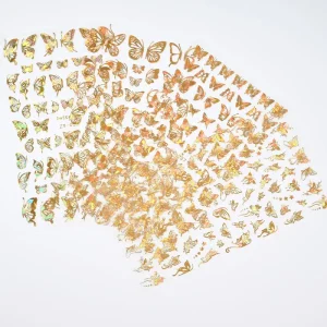 3D Holographic Butterfly Nail Art Stickers Adhesive Gold Silver Laser Foil Nail Decals for Women Girls DIY Manicure Decoration