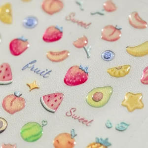 3D Jelly Nail Stickers Popular Japanese Cute Heart Fruit Design Self Adhesive Waterproof Paper Accessories for DIY