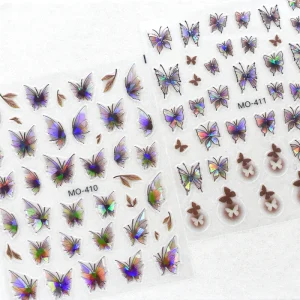 3D Latest Holographic Autumn Leaf Nail Art Stickers Butterfly Nail Decorations Paper Material