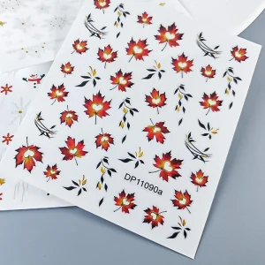 3D Metal Nail Art Sticker DIY Leaf Autumn Winter Styles Christmas Snowman Design Nail Decorations