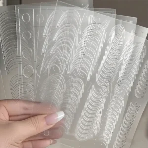 3D Multifunctional French Style Hollow Self-Adhesive Nail Art Stickers Transparent Line Nail Stripe Smile Lines Nail Decals