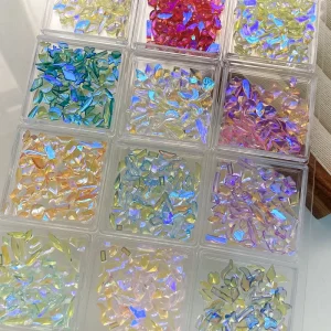 3D Nail Art DIY Material Set 12 Colors Aurora Fancy Shape Flat Rhinestones Nail Art Decoration