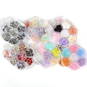 3D Nail Art Designs Mixed Dried Flowers and Rhinestones Metal Nail Decorations Accessories