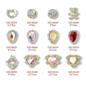 3D Nail Charm Gold Words Crystals Rhinestones for Nails Art Decorations DIY Nail Jewelry