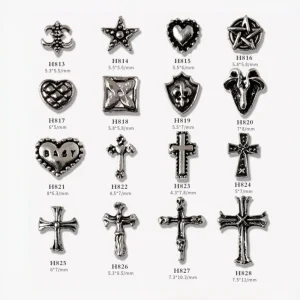 3D Nail Charms Small Cross Alloy Rhinestones Black Vintage Punk Gothic Metal Nail Art Accessories for DIY