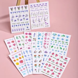 3D Nail Sticker Sunflower & Rose 3D Nail Polish Decals Adhesive Plastic Nail Art Supplies & Decorations