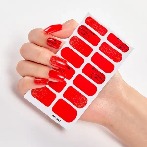3D Nude Color Semi Cured Nail Art Strips Gel Nail Stickers and Wraps in Bulk for Nail Polish