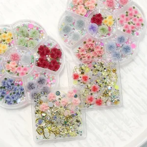 3D Pink Rose Nail Art Charms Colorful Acrylic Flower Resin Valentine’s Decoration Nails Accessories Kawaii Manicure Supplies