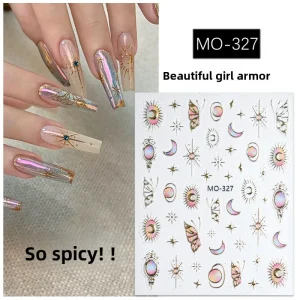 3D Plastic Waterproof Baroque Style Nail Relief Stickers with Gold Foil Hearts Ornate Borders for Vintage Inspired Nail Art