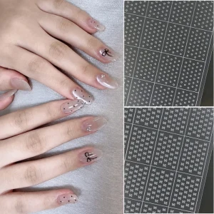 3D Relief Transparent Hollow Out Nail Art Stickers Heart Star Butterfly Dot Manicure Stencils