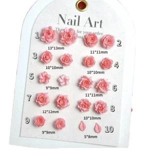 3D Resin Rose Nail CharmsGlitter GoldEdge Flower Nail Art Decorations Mini Floral Nail Accessories for DIY Manicure Salon Design
