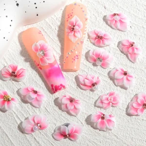 3D Resin pink Flowers for DIY Nail Art Decorations