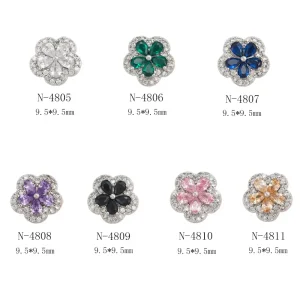 3D Rhinestone Nail Art Decoration Five Petal Resin Flower Drill Mixed Nail Paste with Metal Material