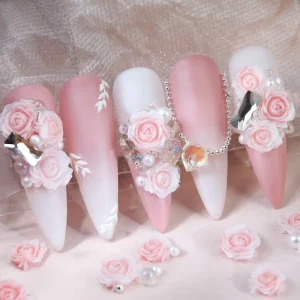 3D Rose Manor Nail Art Charms Gradient Color Rhinestones Made of Durable Resin Manicure Accessories for Stylish Nails