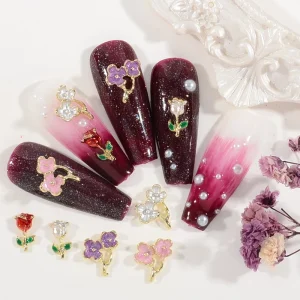 3D Rose Nail Art Accessories Alloy Floral Nail Decorations Designed Specifically for Women’s DIY Manicures and Crafting