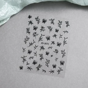 3D Self Adhesive Bamboo and Butterfly Nail Art Sticker Decals Decoration