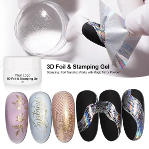 3D Stamping Gel Jelly Foil Transfer Gel Private Label Transparent Strong Adhesive Long Lasting Nail Art Foil Glue Gel