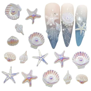 3D Starfish Shell Nail Art Charms Summer Sea Ocean Series Nail Decoration DIY Nail Supplies